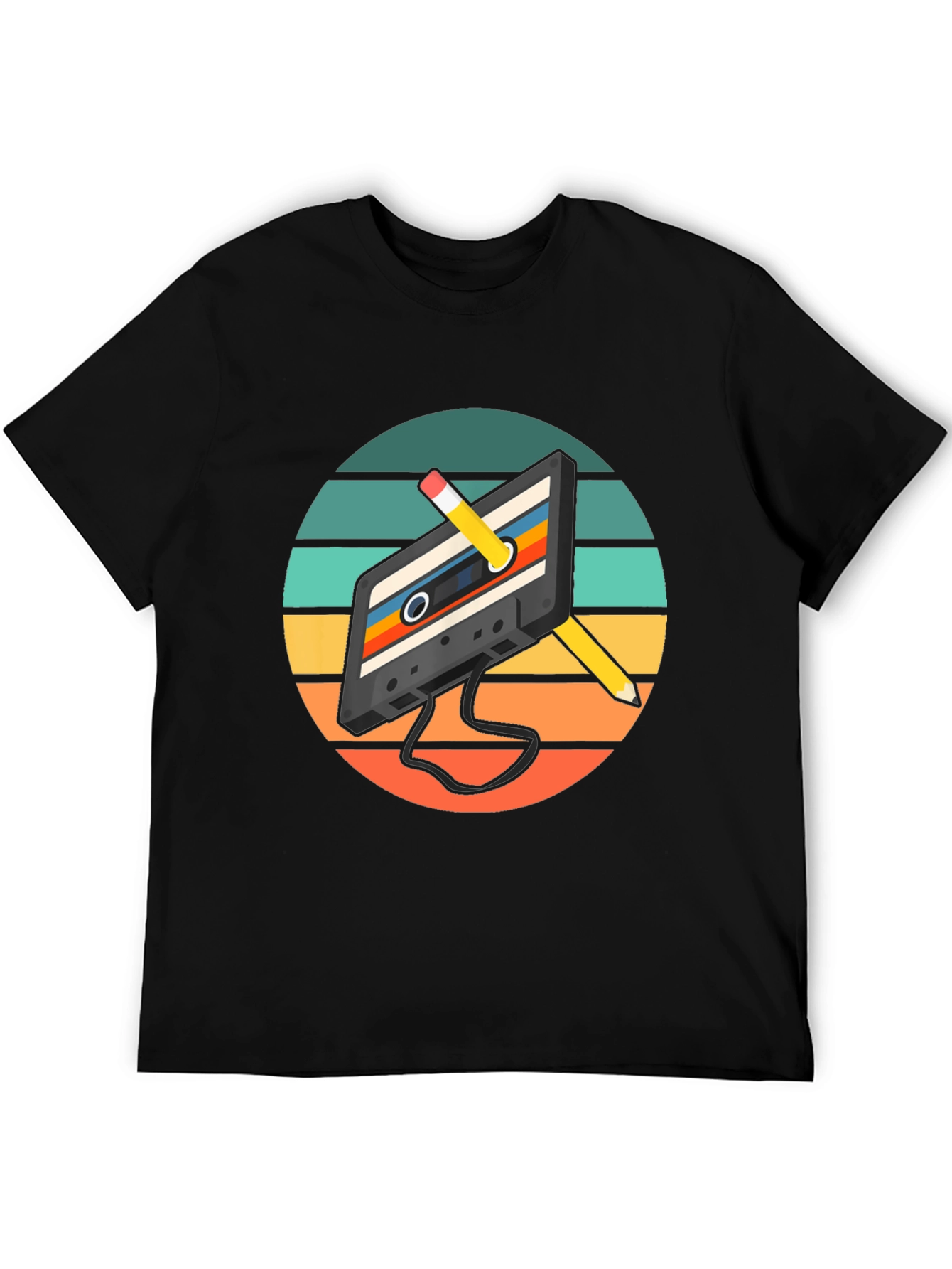 Retro Cassette Tape & Pencil Graphic Tee