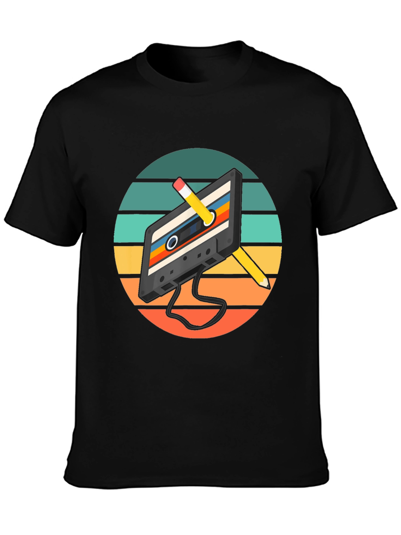 Retro Cassette Tape & Pencil Graphic Tee
