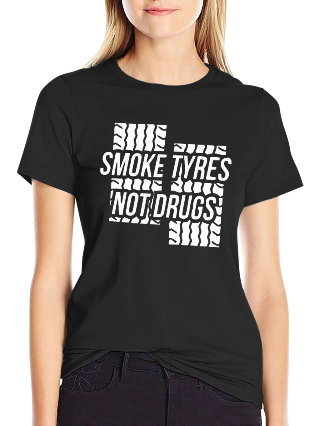 Smoke Tyres Not Drugs Black T-Shirt