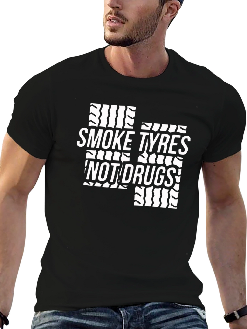 Smoke Tyres Not Drugs Black T-Shirt