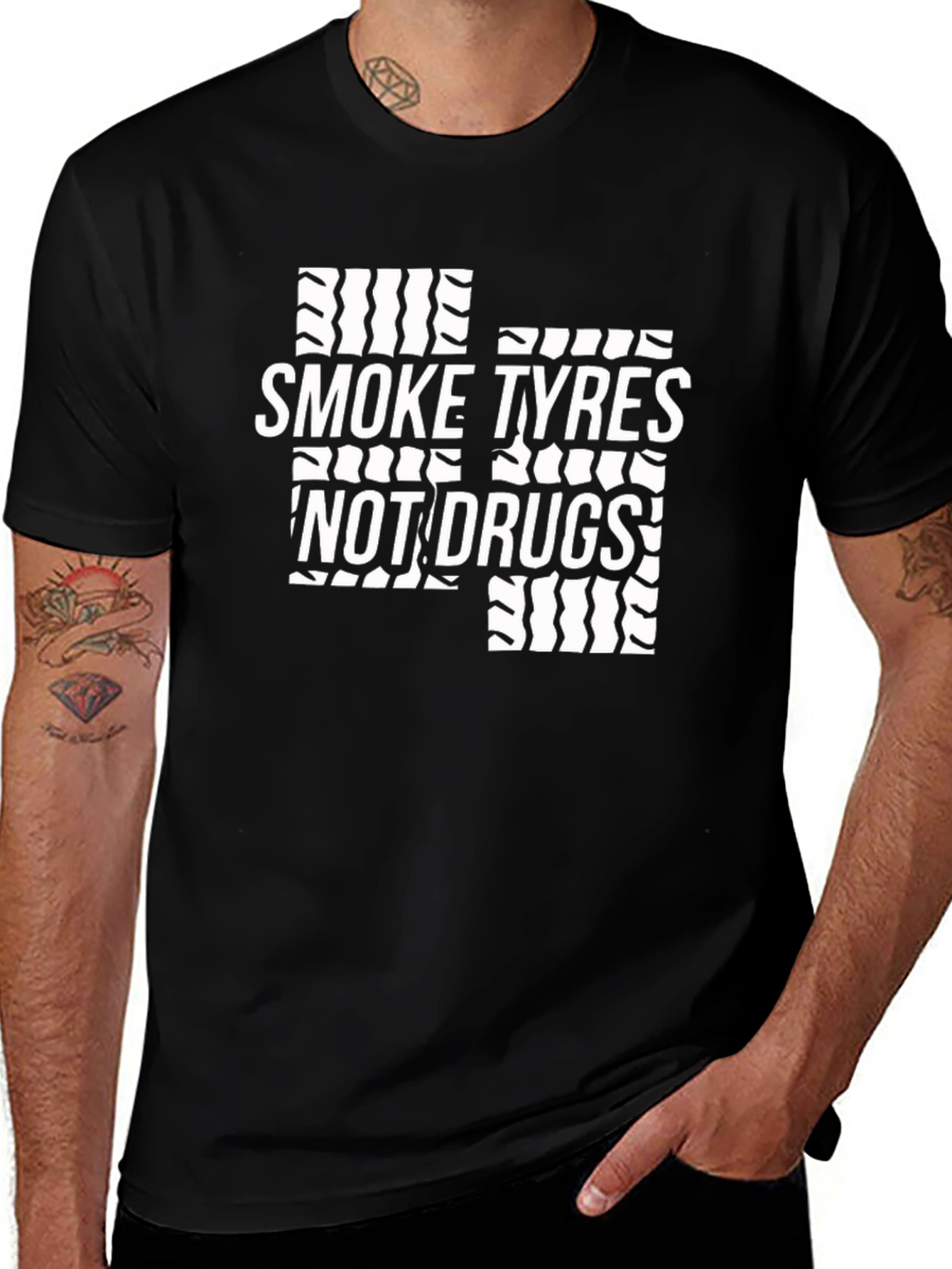 Smoke Tyres Not Drugs Black T-Shirt