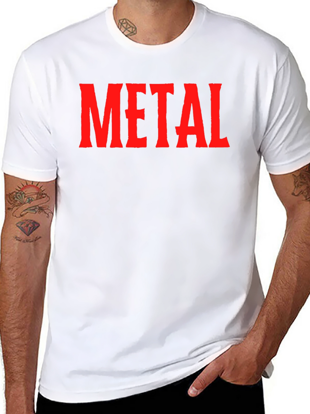 Metal Band Fan T-Shirt - Red Text Design