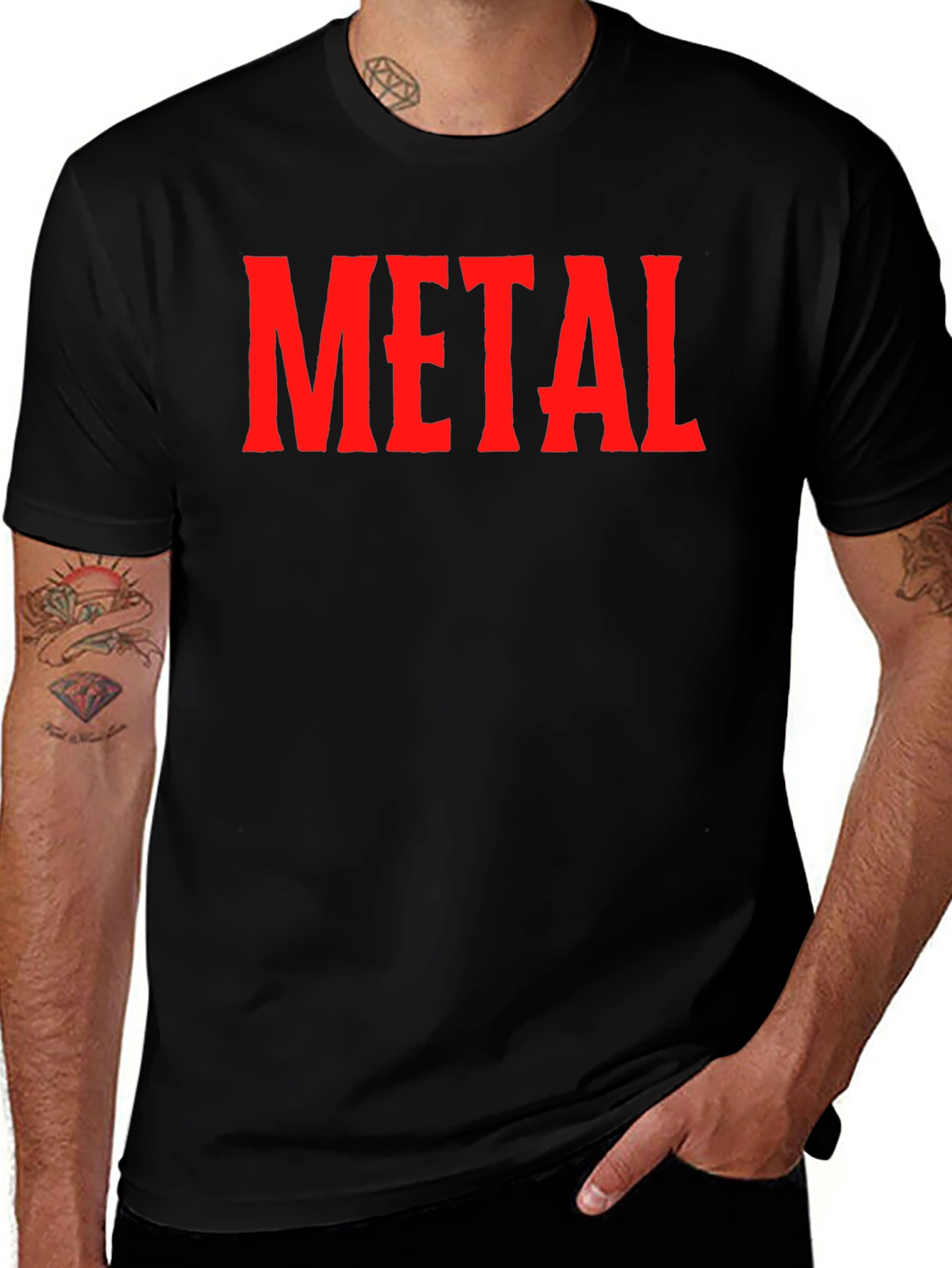 Metal Band Fan T-Shirt - Red Text Design