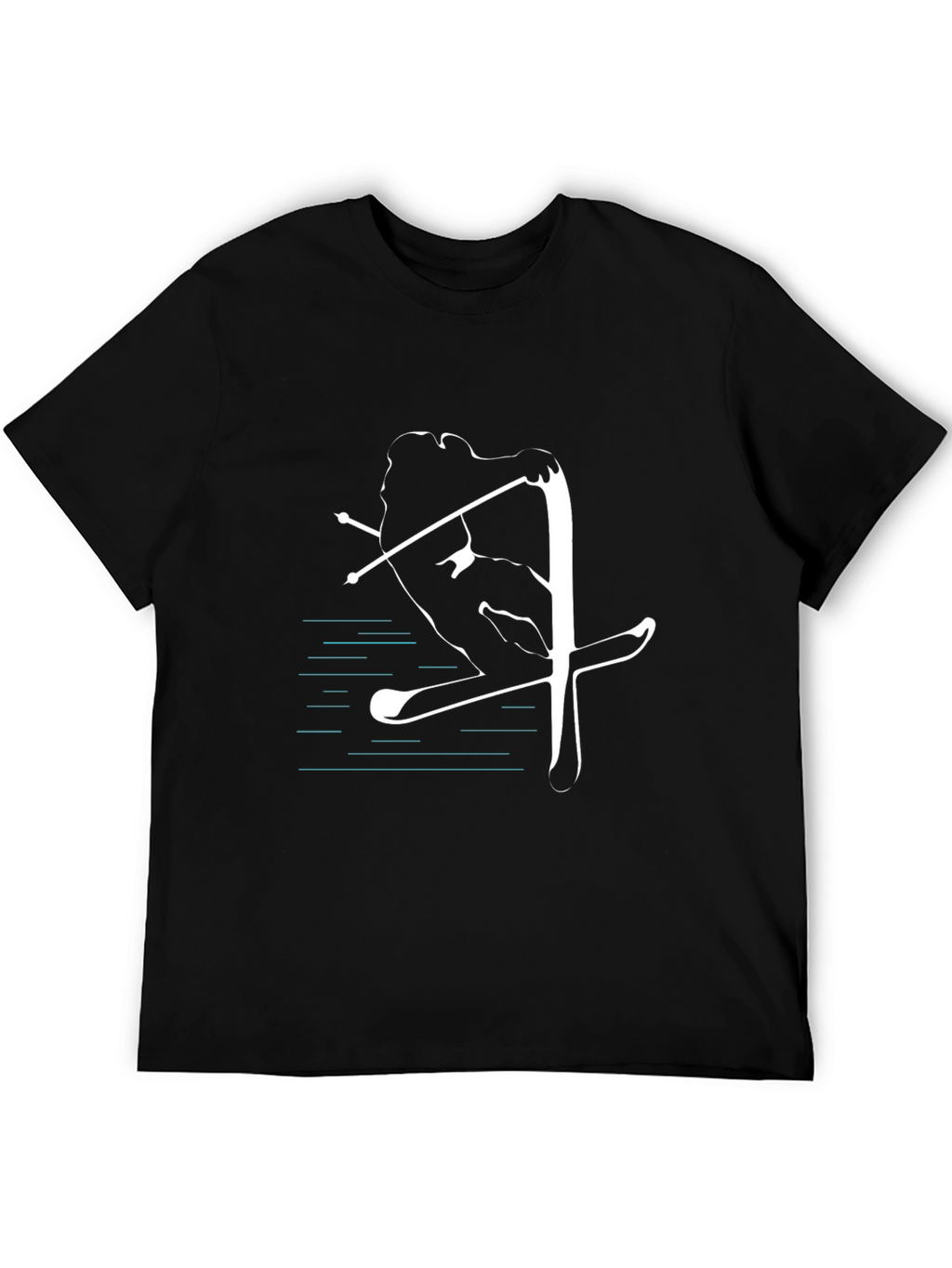 Black Skiing Graphic T-Shirt - Cool Sporty Design