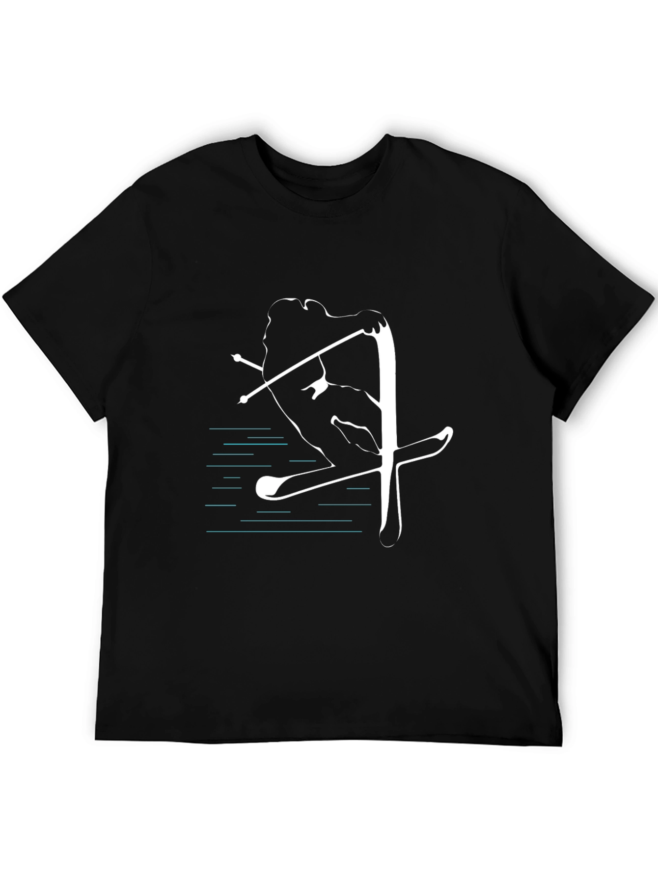 Black Skiing Graphic T-Shirt - Cool Sporty Design