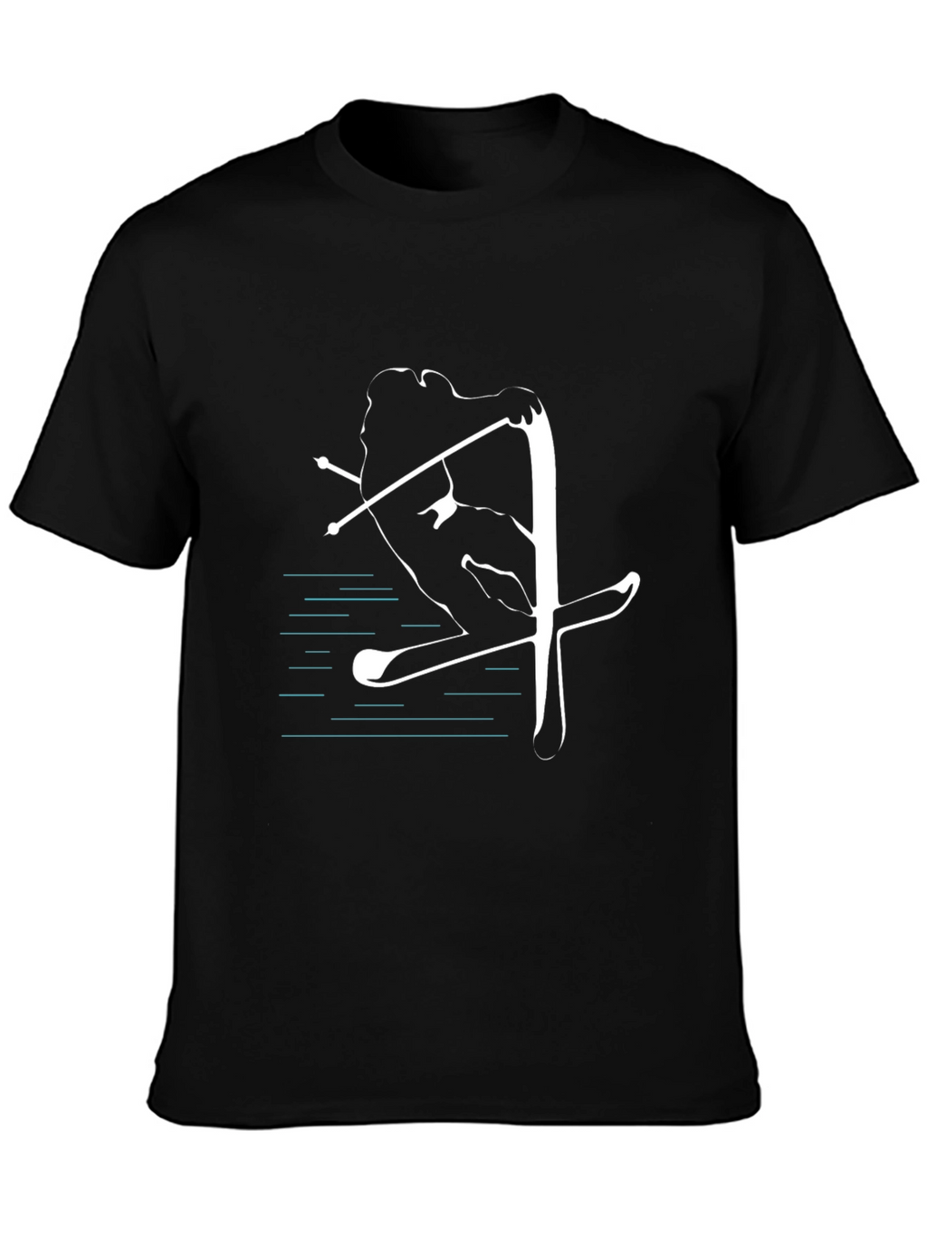 Black Skiing Graphic T-Shirt - Cool Sporty Design