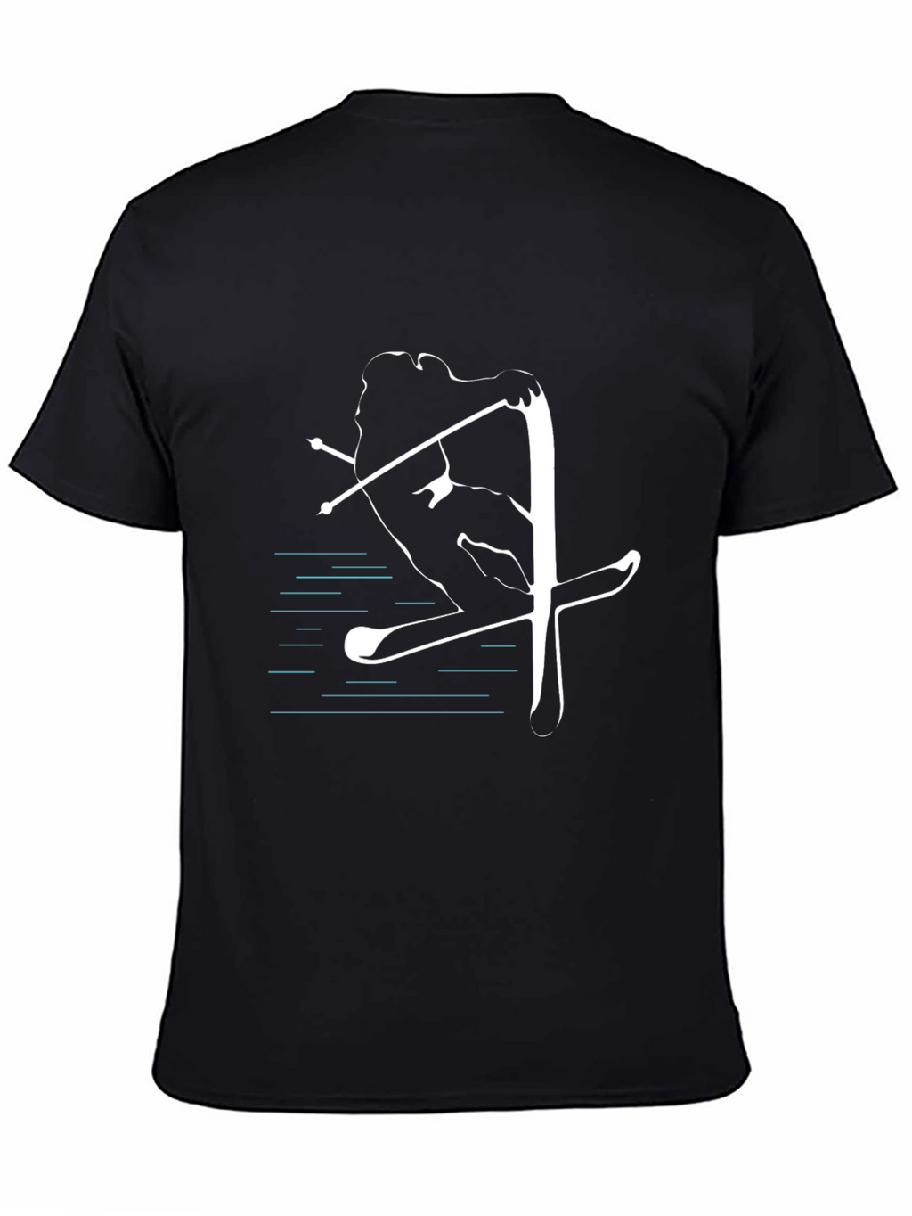 Black Skiing Graphic T-Shirt - Cool Sporty Design