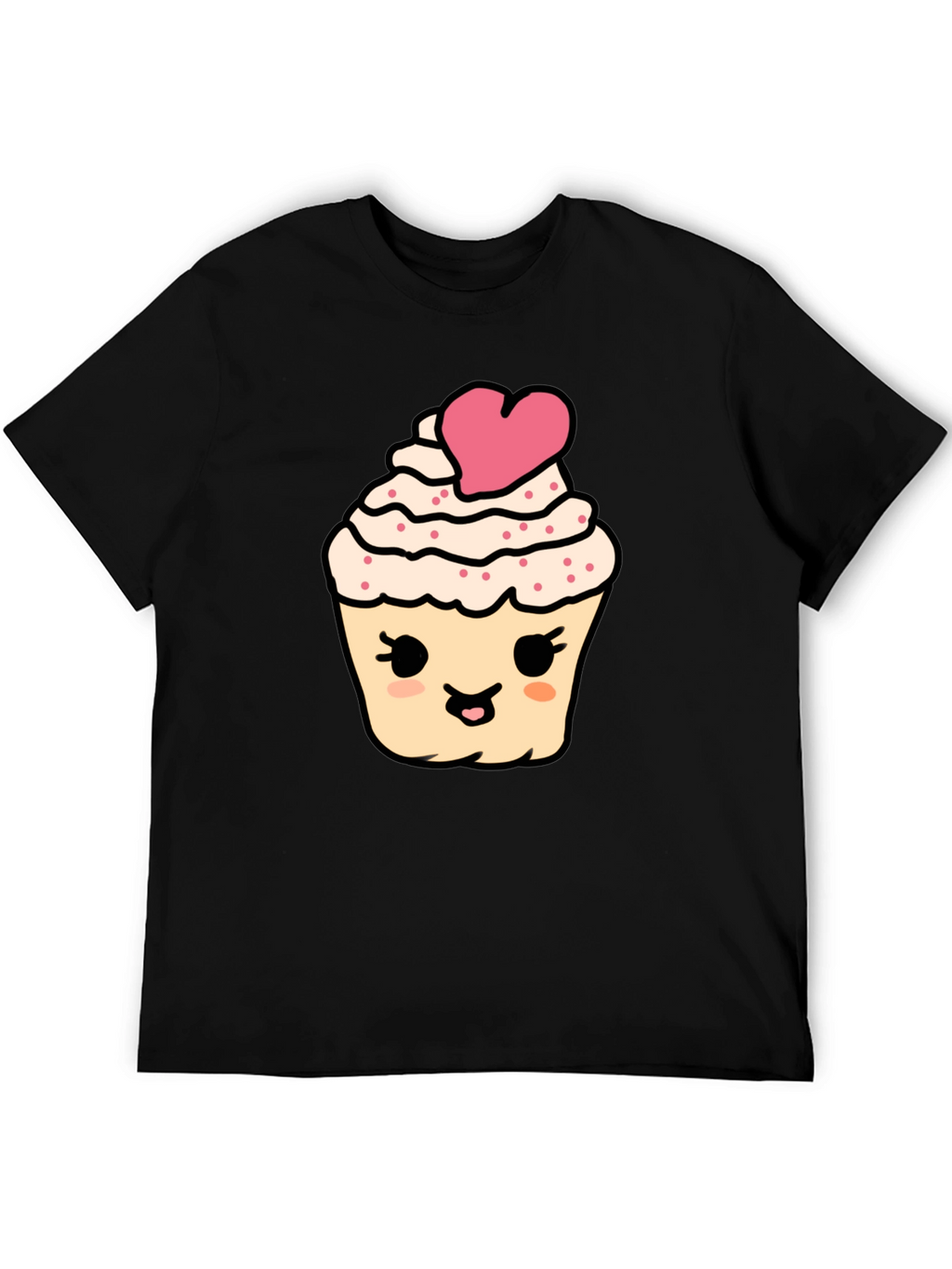 Cute Cupcake Graphic Tee - Black Cotton Comfort