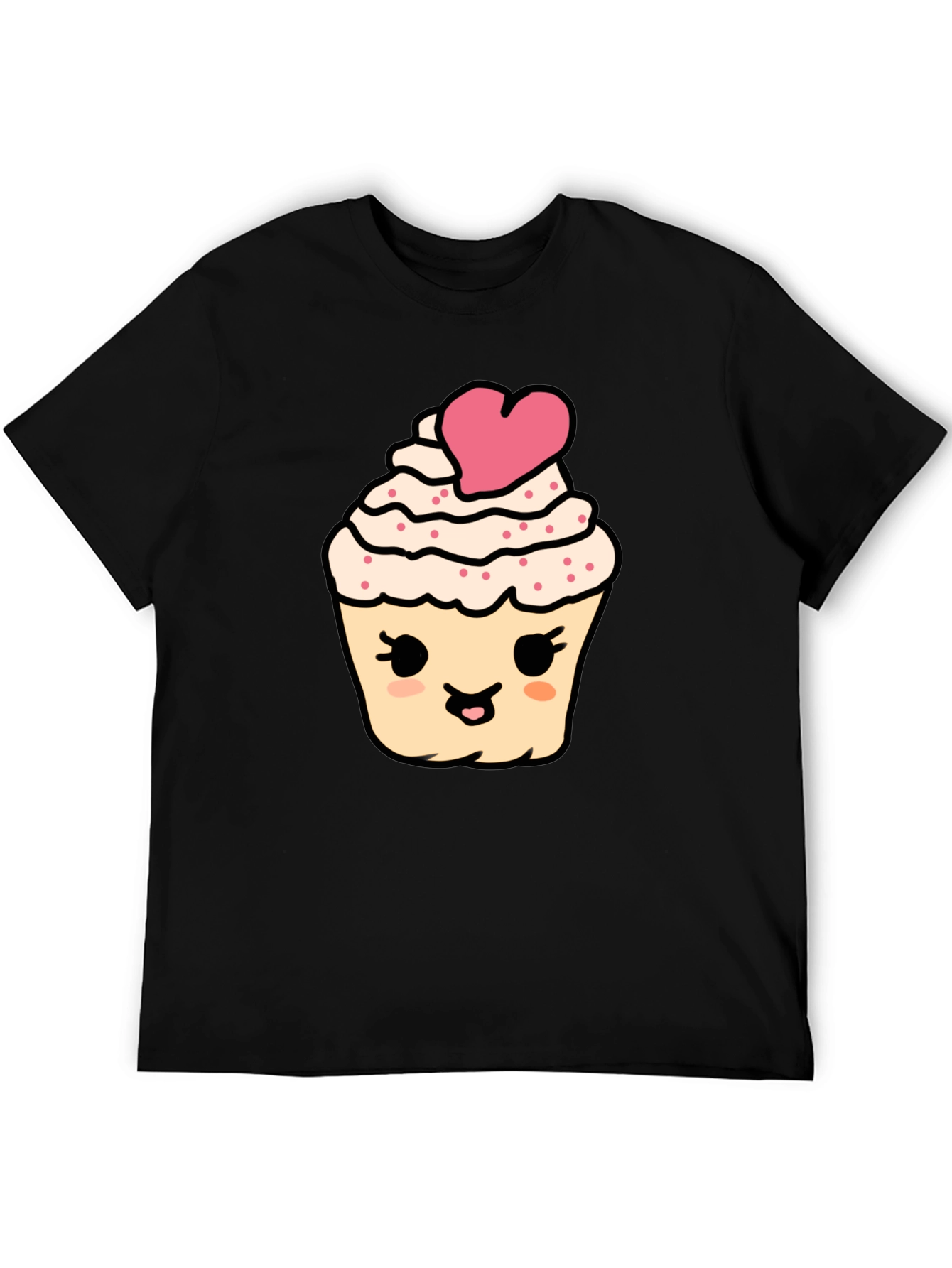 Cute Cupcake Graphic Tee - Black Cotton Comfort