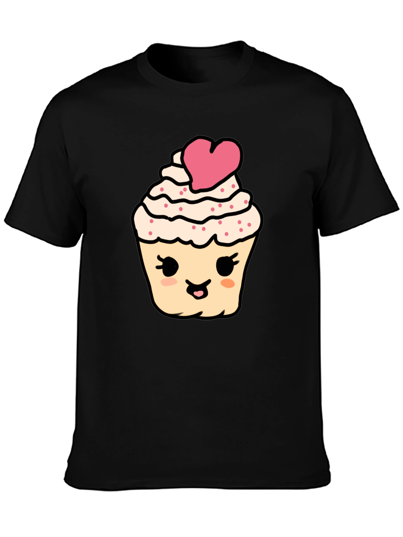 Cute Cupcake Graphic Tee - Black Cotton Comfort
