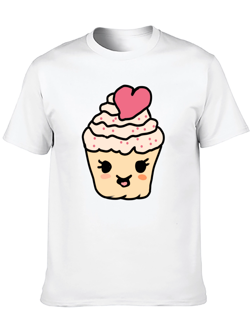 Cute Cupcake Graphic Tee - Black Cotton Comfort
