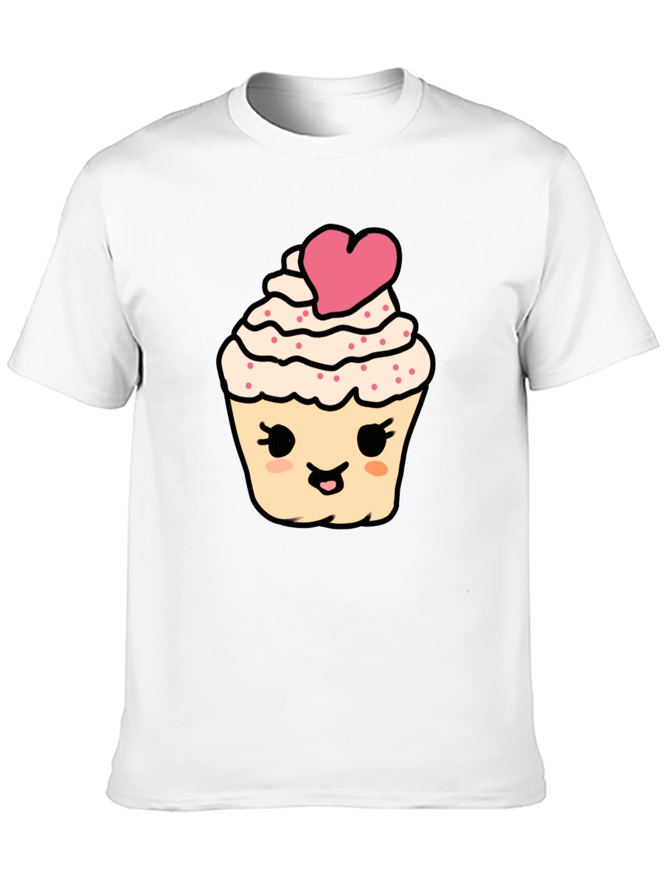 Cute Cupcake Graphic Tee - Black Cotton Comfort