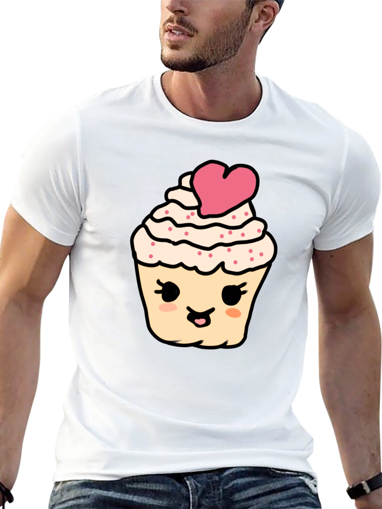 Cute Cupcake Graphic Tee - Black Cotton Comfort