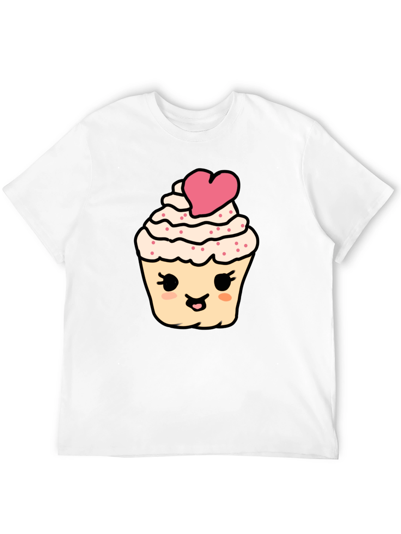 Cute Cupcake Graphic Tee - Black Cotton Comfort