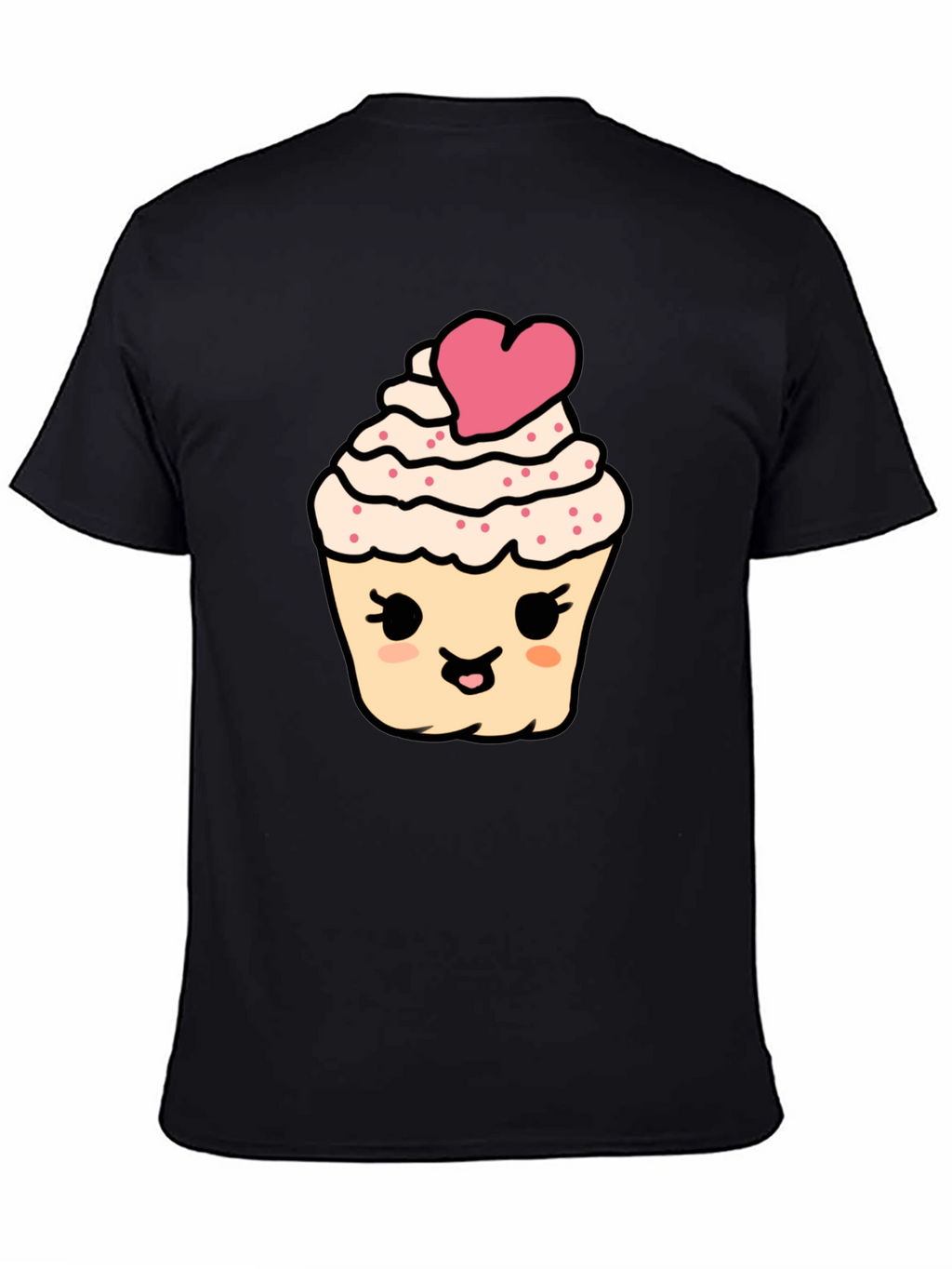 Cute Cupcake Graphic Tee - Black Cotton Comfort