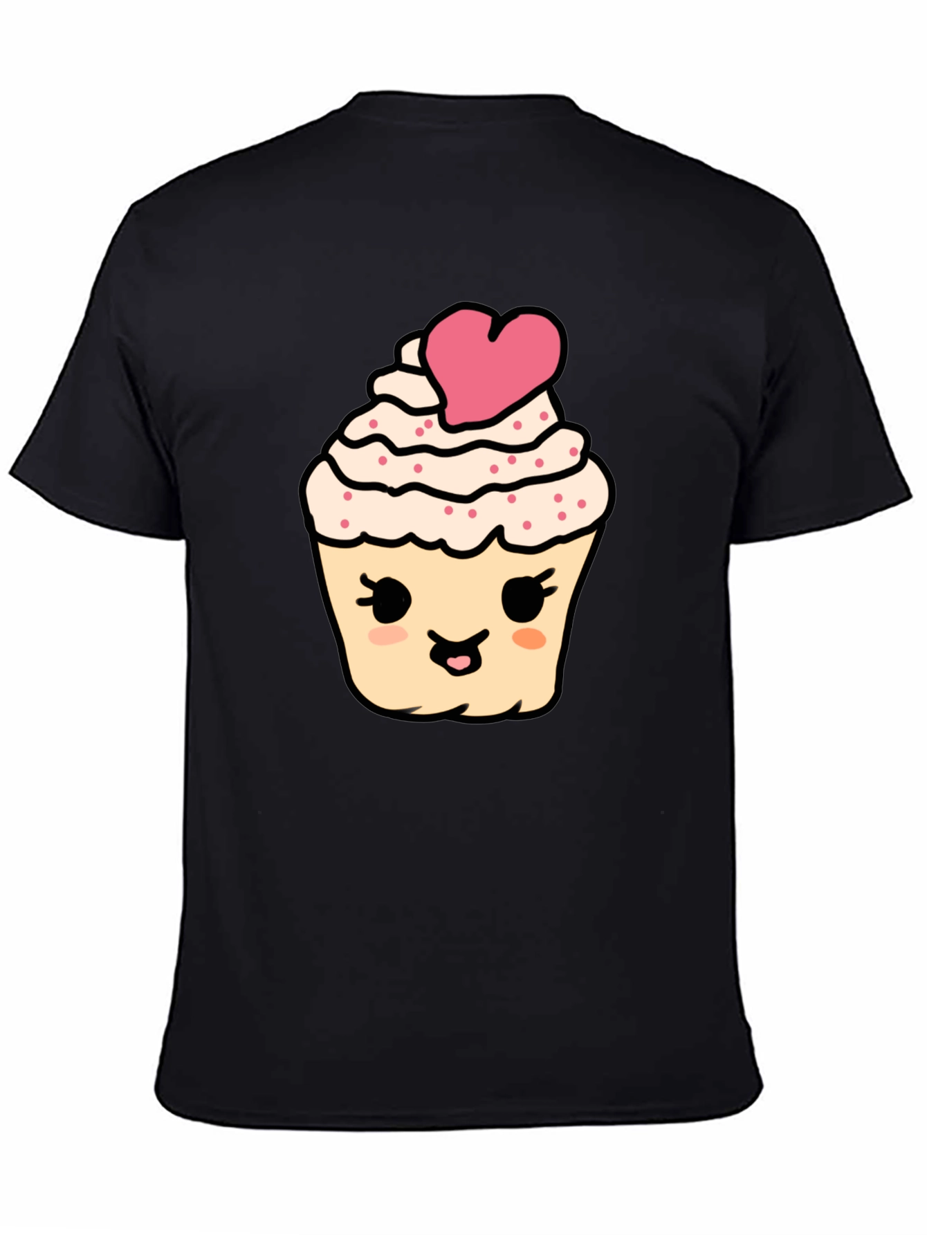 Cute Cupcake Graphic Tee - Black Cotton Comfort