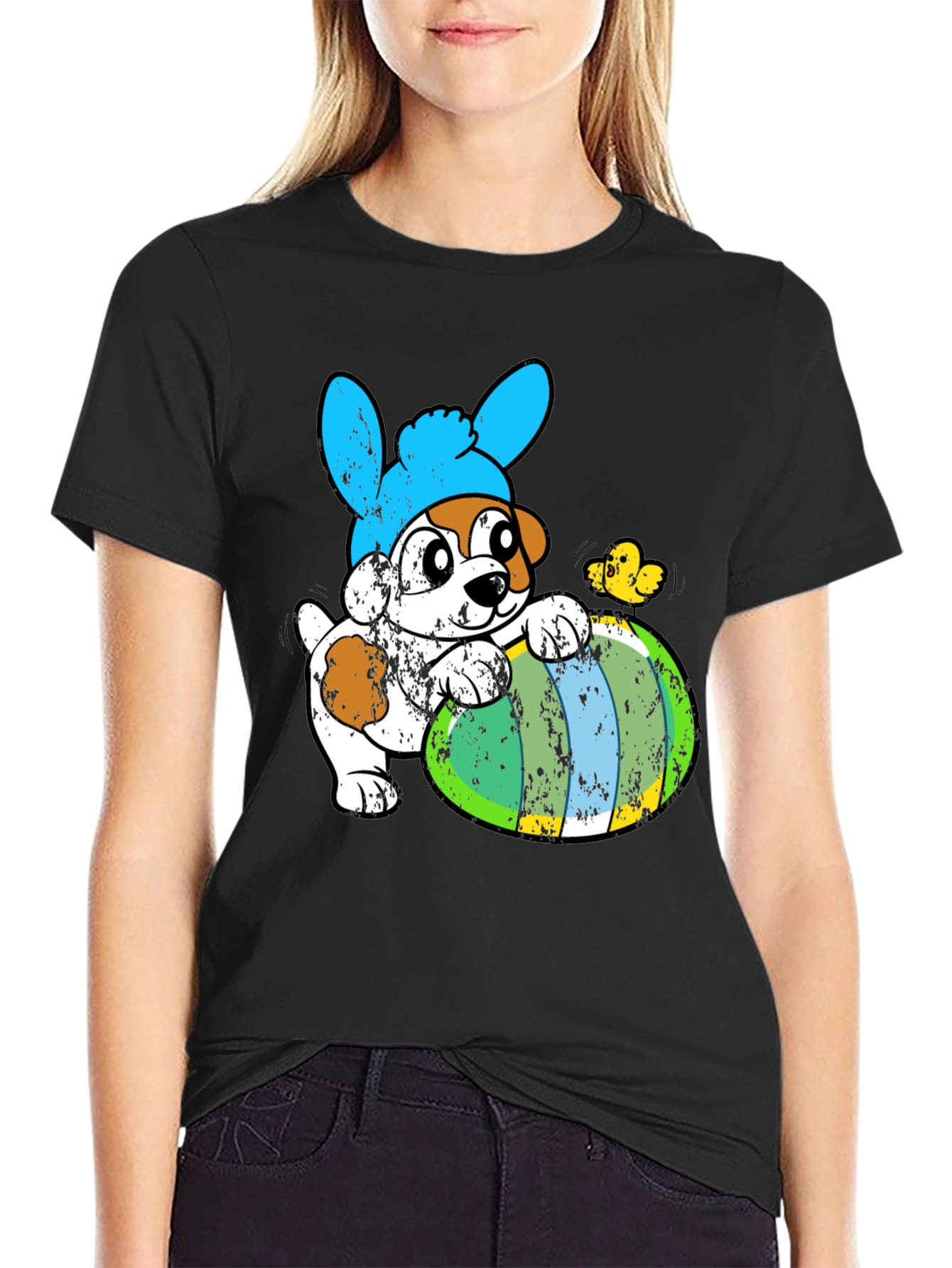 Easter Dog T-Shirt - Bunny Ears & Egg