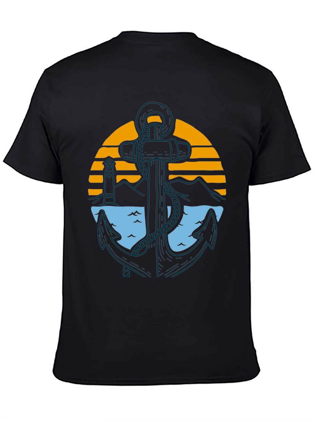 Nautical Anchor Graphic Tee - Black Cotton Blend