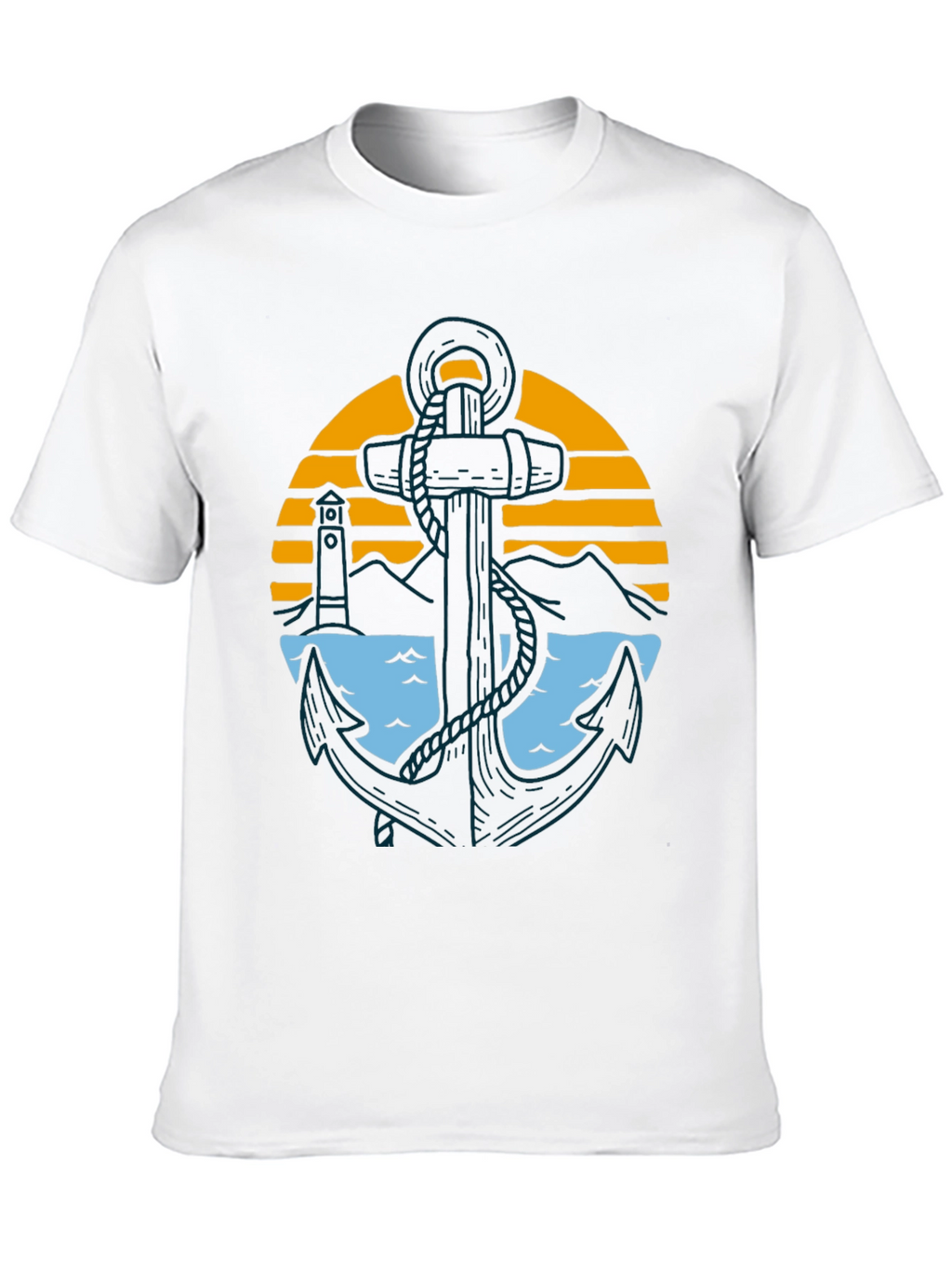 Nautical Anchor Graphic Tee - Black Cotton Blend