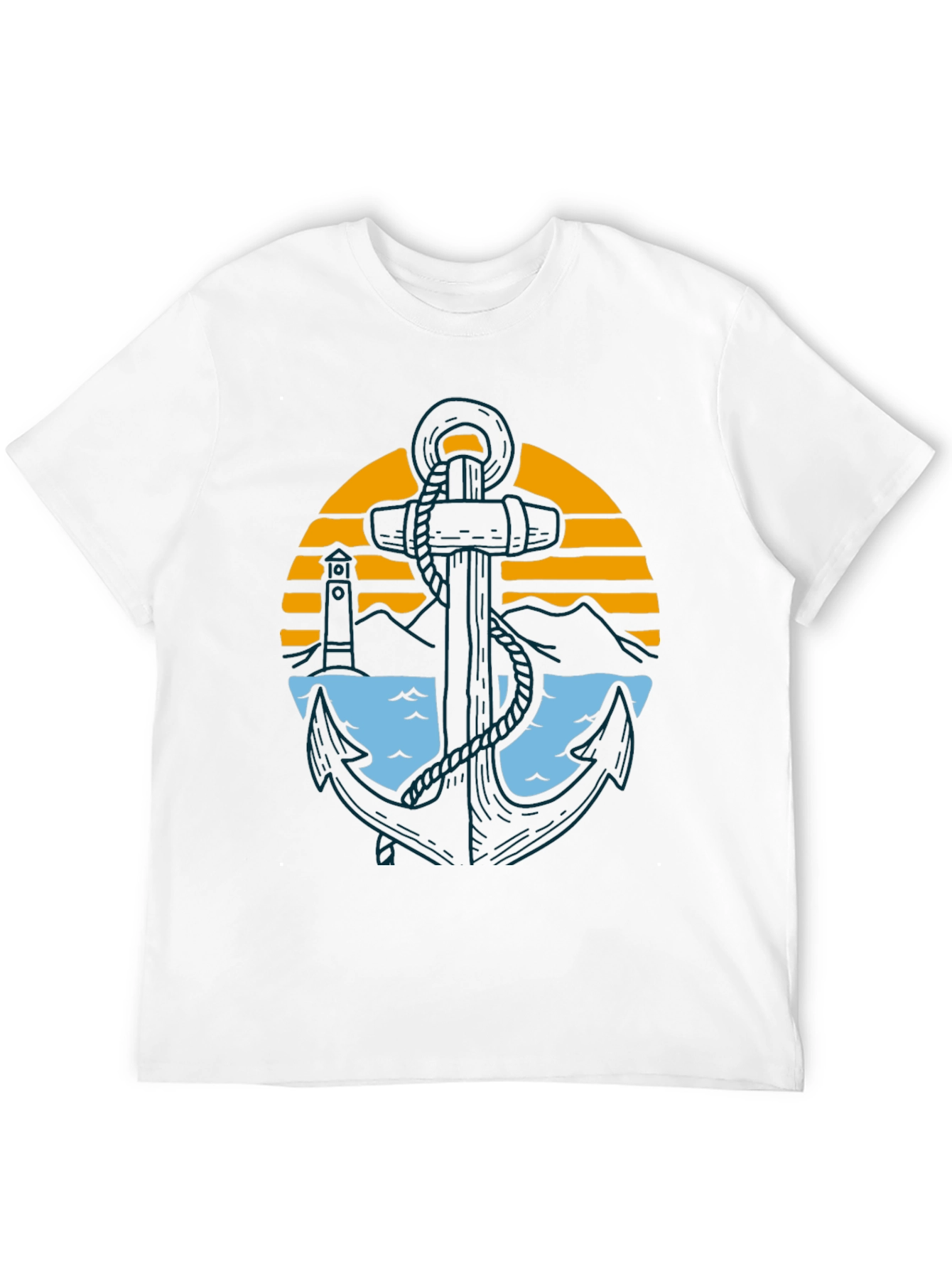 Nautical Anchor Graphic Tee - Black Cotton Blend