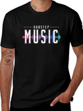 Dubstep Music Graphic Print Black T-Shirt