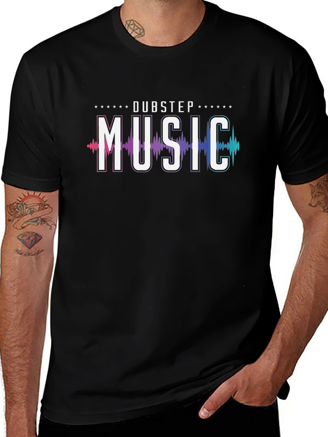 Dubstep Music Graphic Print Black T-Shirt