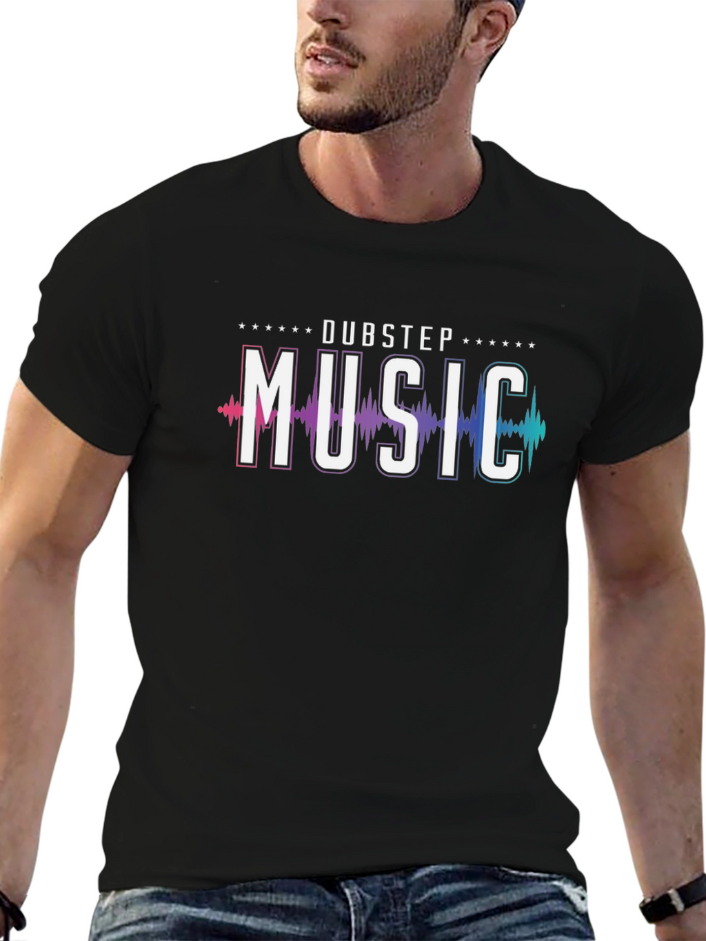 Dubstep Music Graphic Print Black T-Shirt