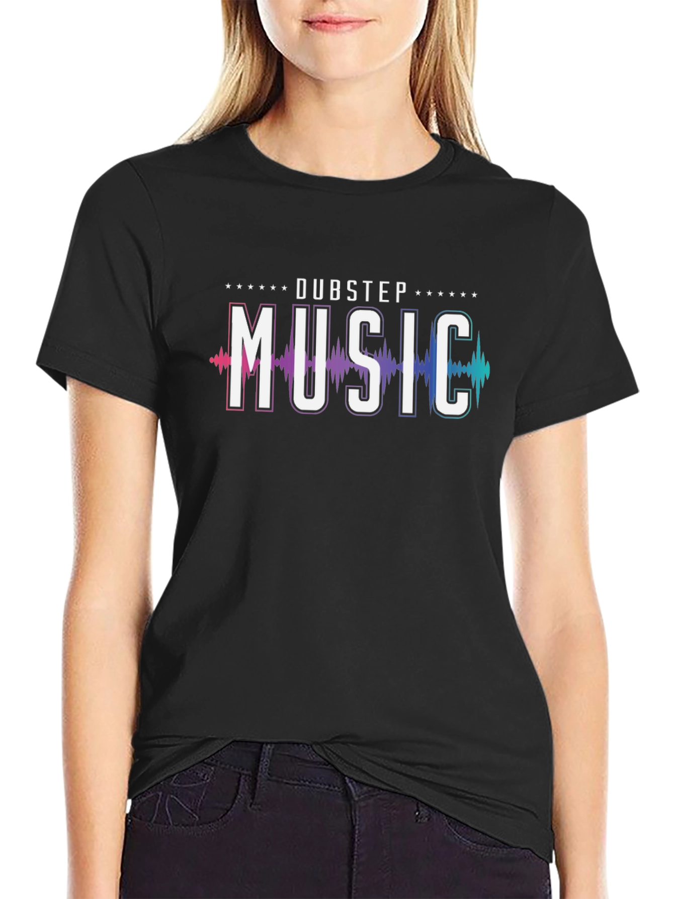 Dubstep Music Graphic Print Black T-Shirt