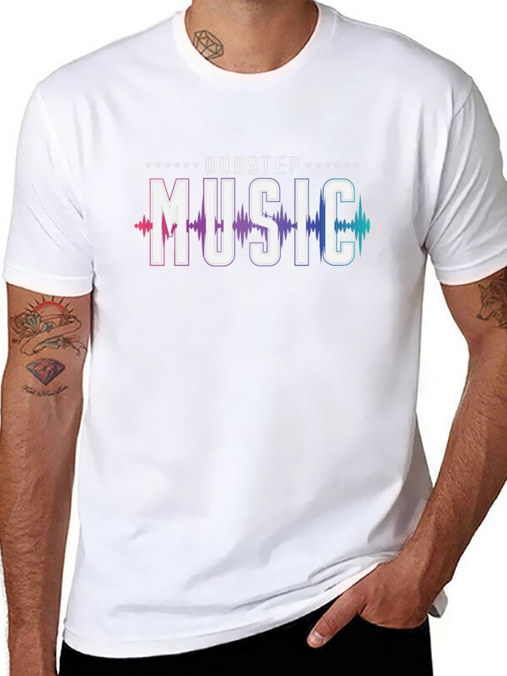 Dubstep Music Graphic Print Black T-Shirt