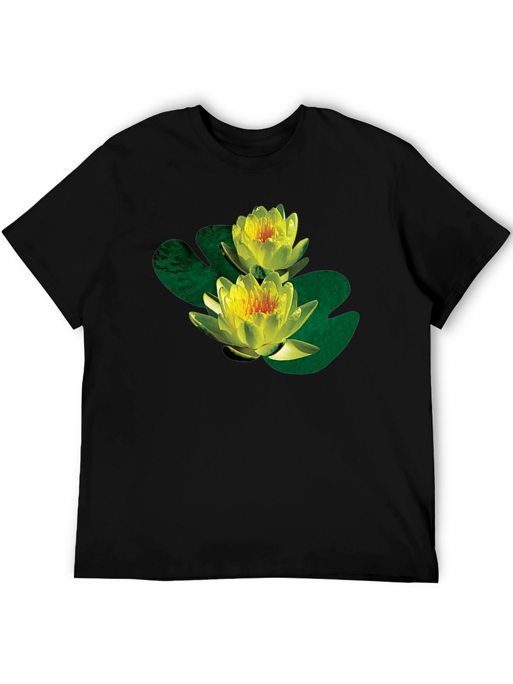 Water Lily Graphic Black T-Shirt
