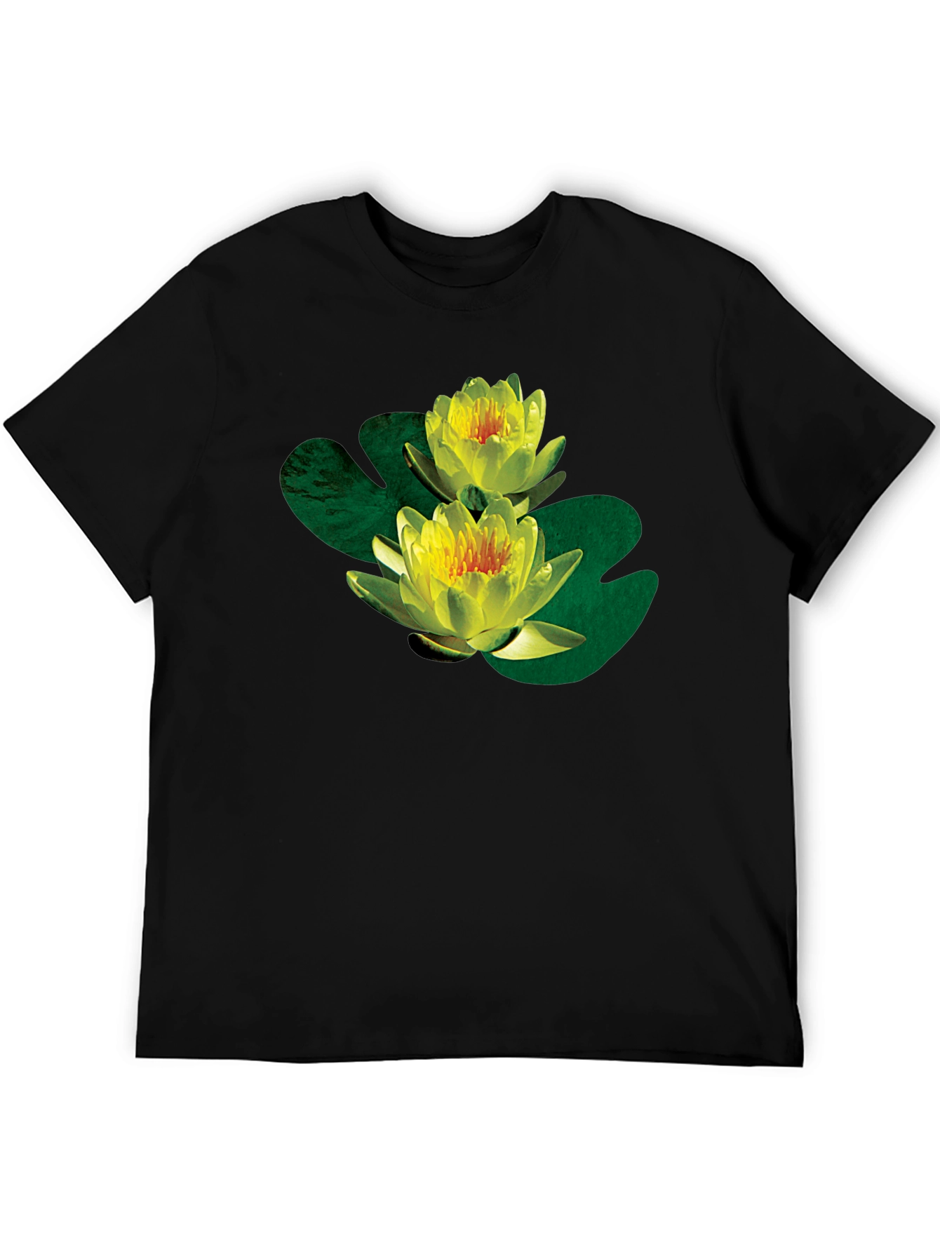 Water Lily Graphic Black T-Shirt