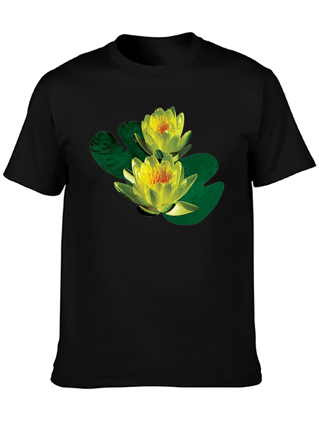 Water Lily Graphic Black T-Shirt