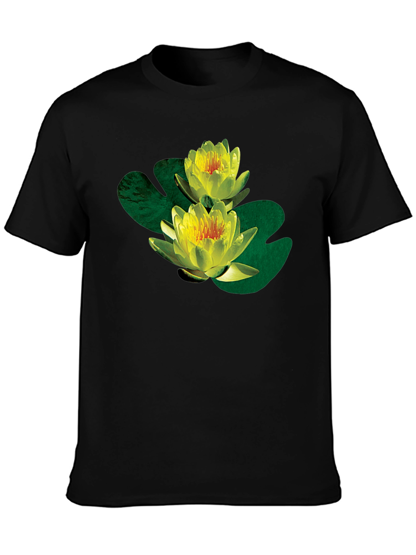 Water Lily Graphic Black T-Shirt