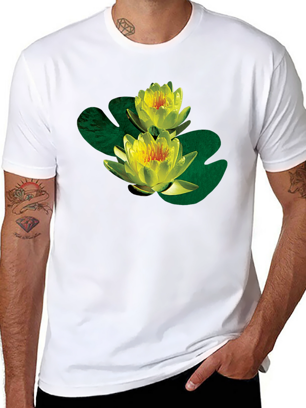 Water Lily Graphic Black T-Shirt