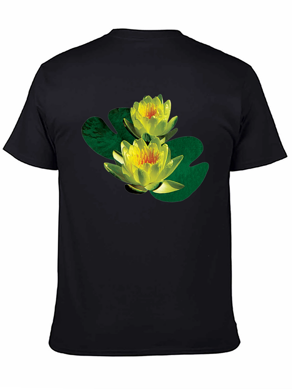 Water Lily Graphic Black T-Shirt