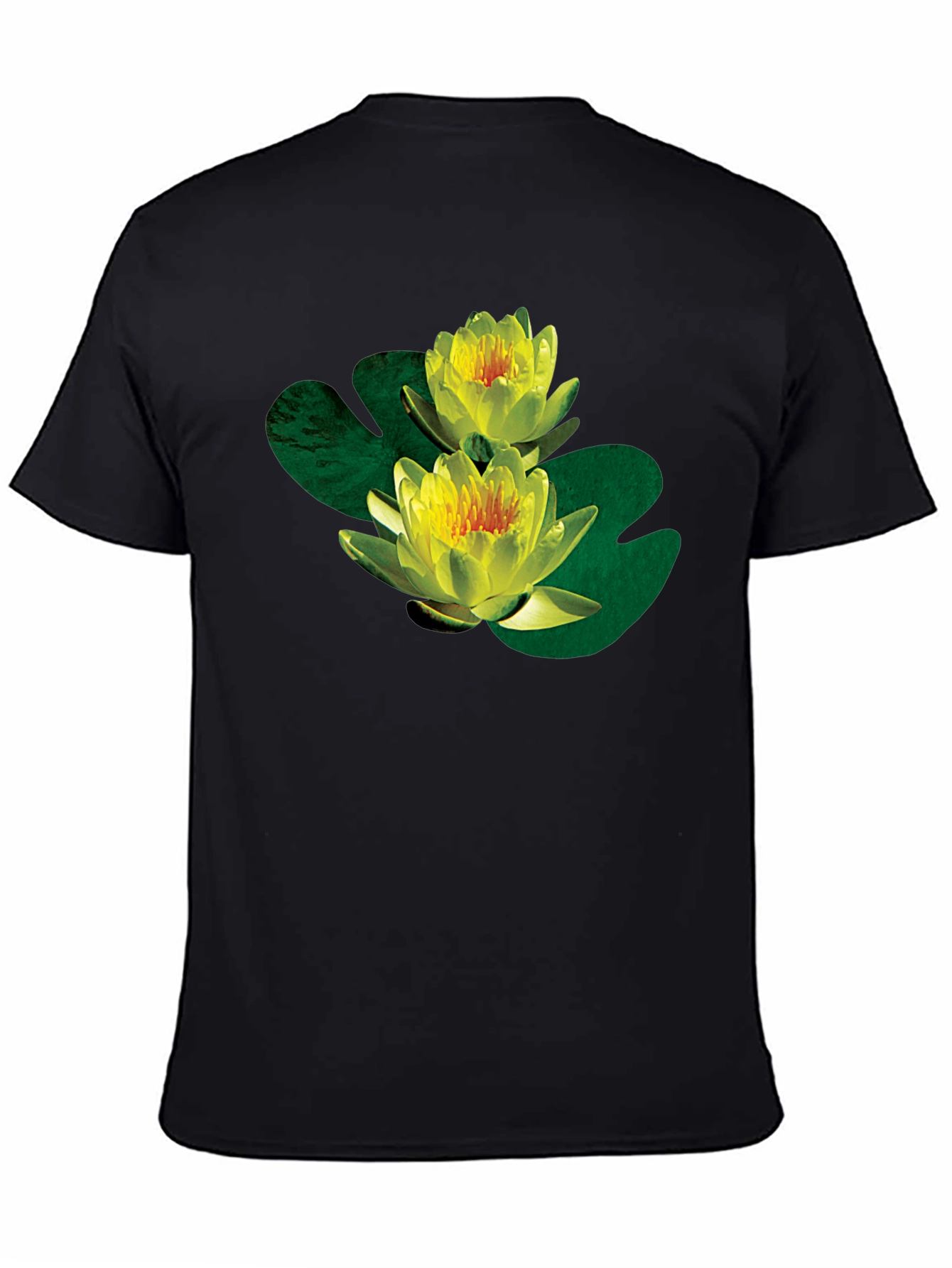 Water Lily Graphic Black T-Shirt