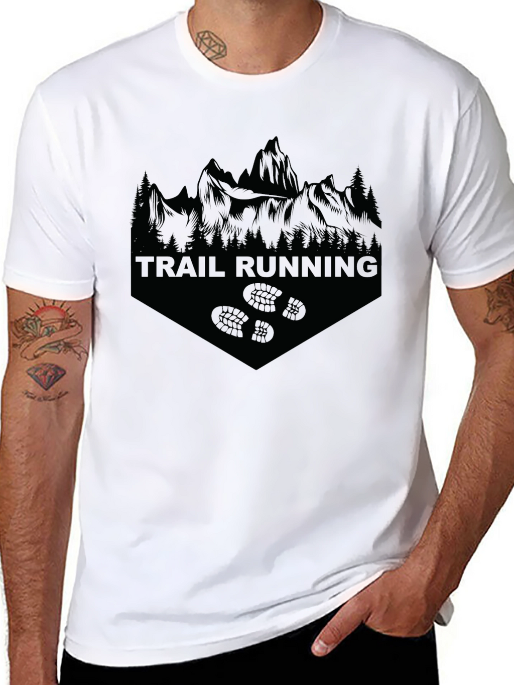 Trail Running Black T-Shirt | Mountain Graphic Tee