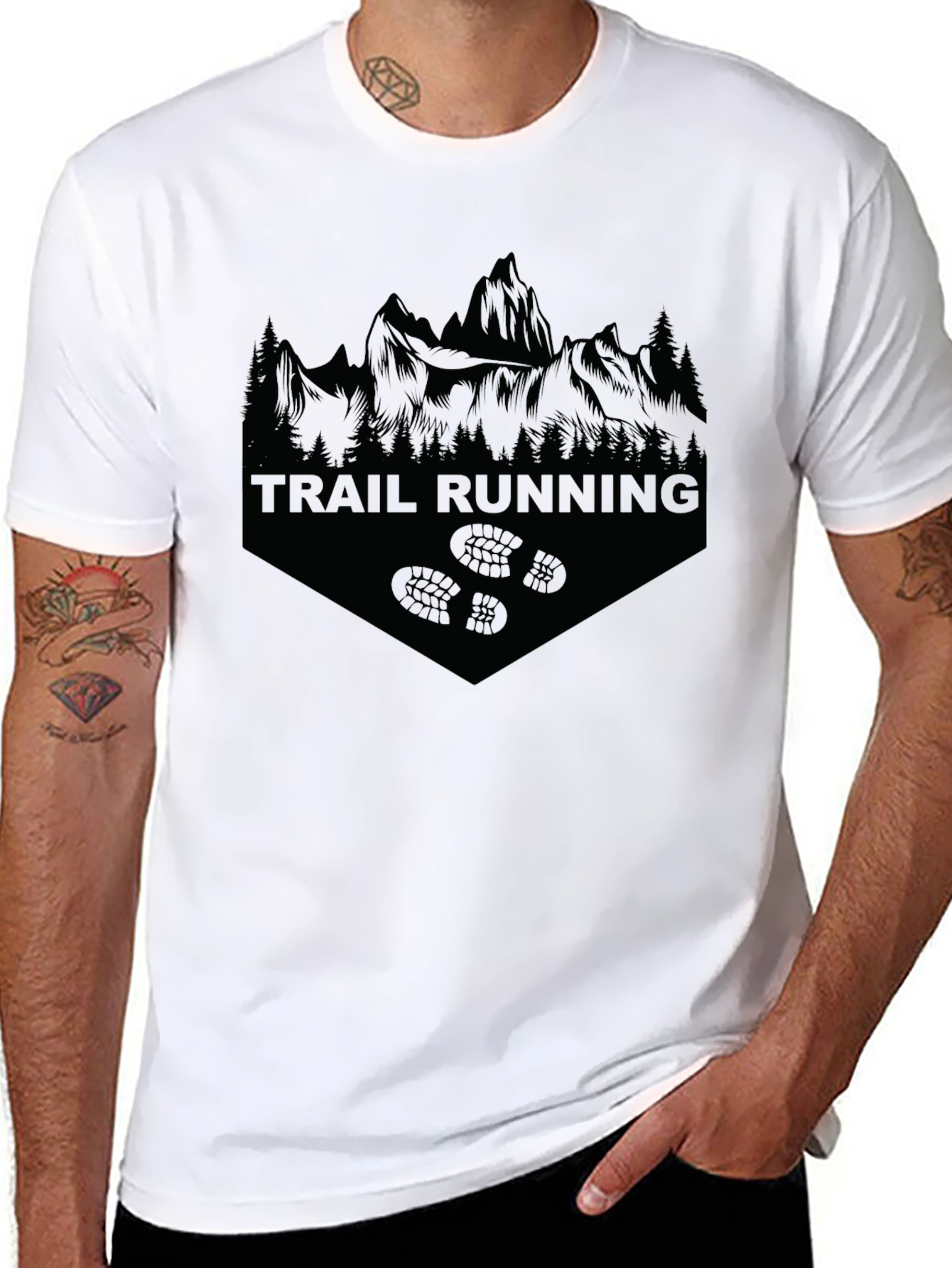 Trail Running Black T-Shirt | Mountain Graphic Tee