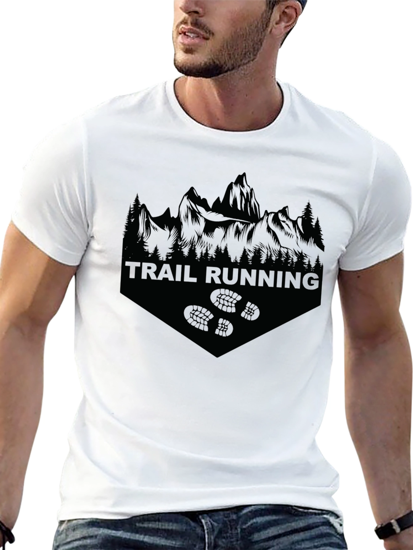 Trail Running Black T-Shirt | Mountain Graphic Tee