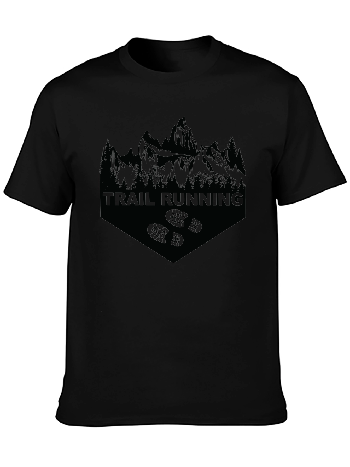 Trail Running Black T-Shirt | Mountain Graphic Tee