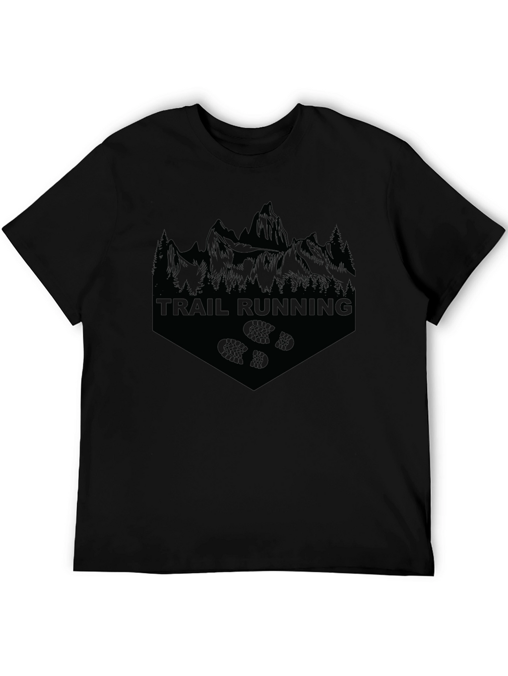 Trail Running Black T-Shirt | Mountain Graphic Tee