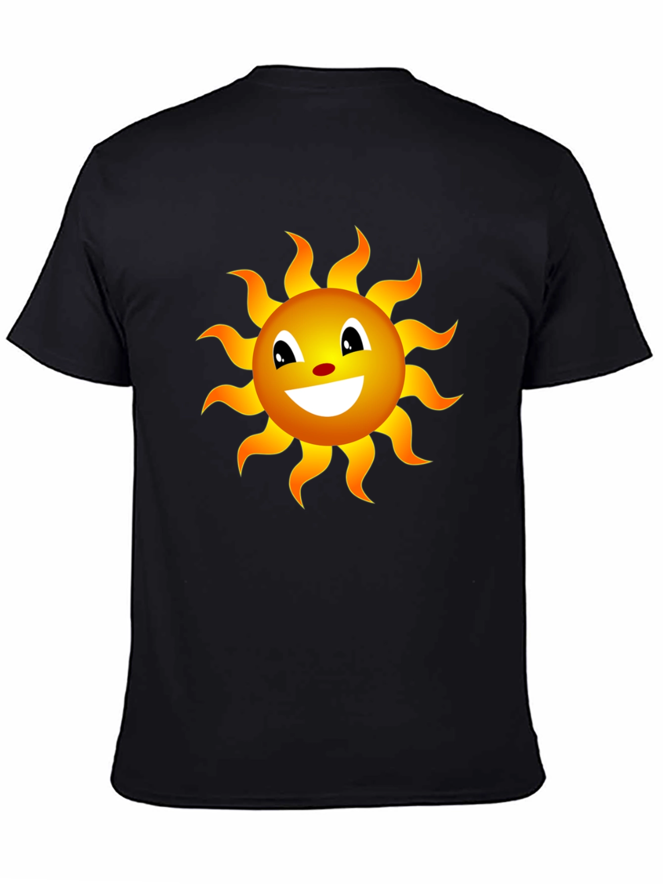 Smiling Sun Graphic Tee - Black Cotton Blend Shirt