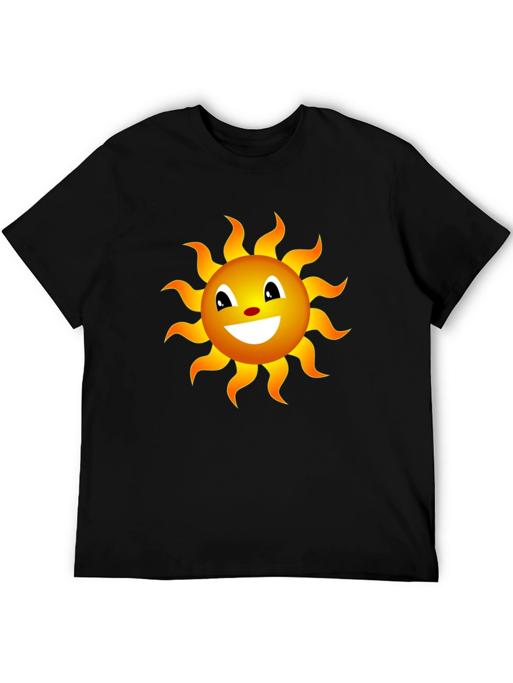 Smiling Sun Graphic Tee - Black Cotton Blend Shirt
