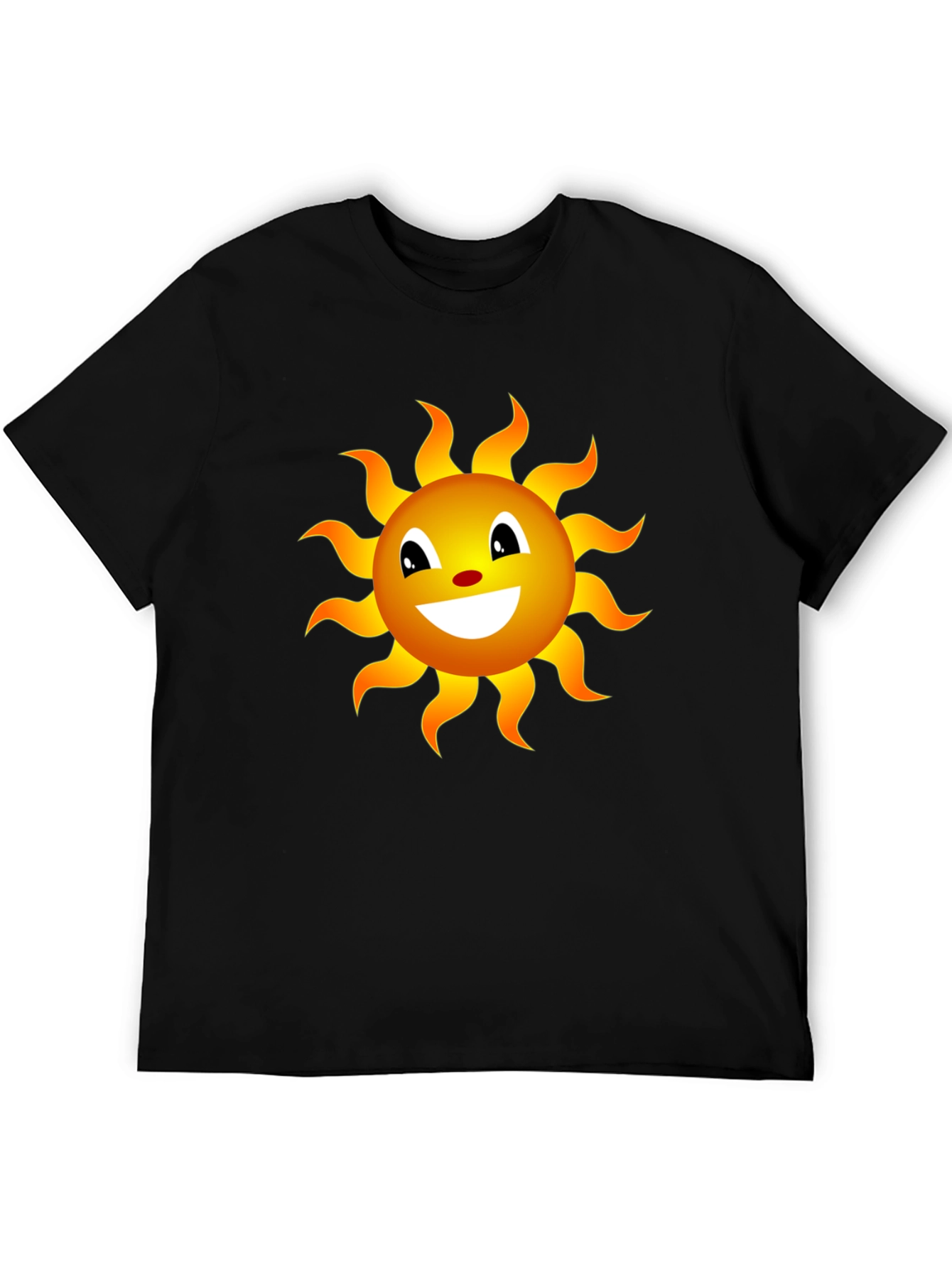 Smiling Sun Graphic Tee - Black Cotton Blend Shirt
