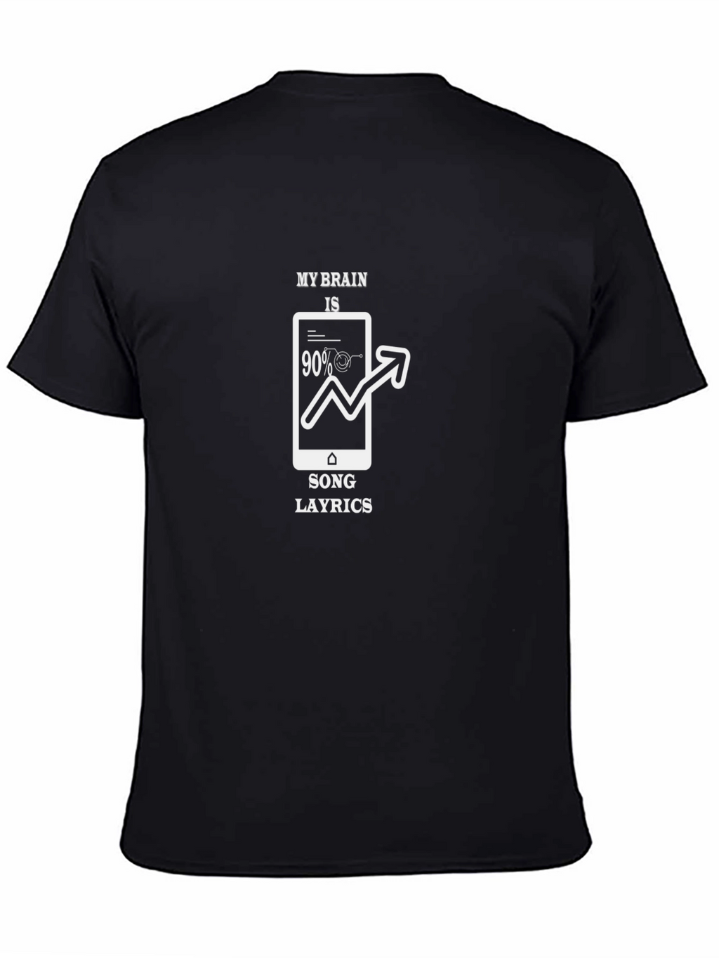My Brain is 90% Song Lyrics Black T-Shirt