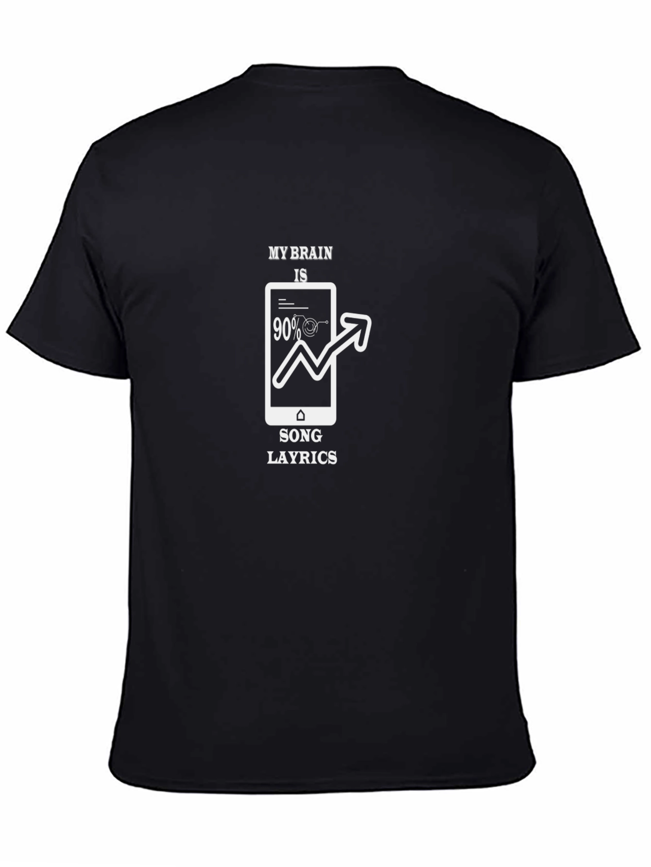My Brain is 90% Song Lyrics Black T-Shirt