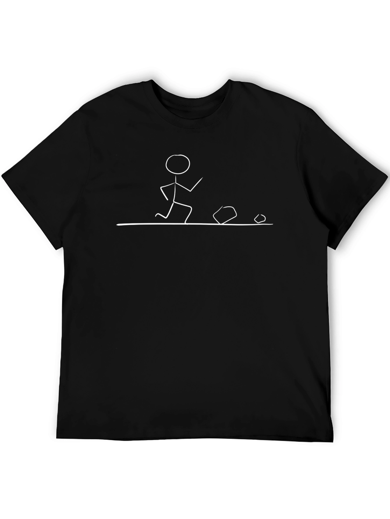 Stick Figure Kicking Rocks T-Shirt - Casual Graphic Tee