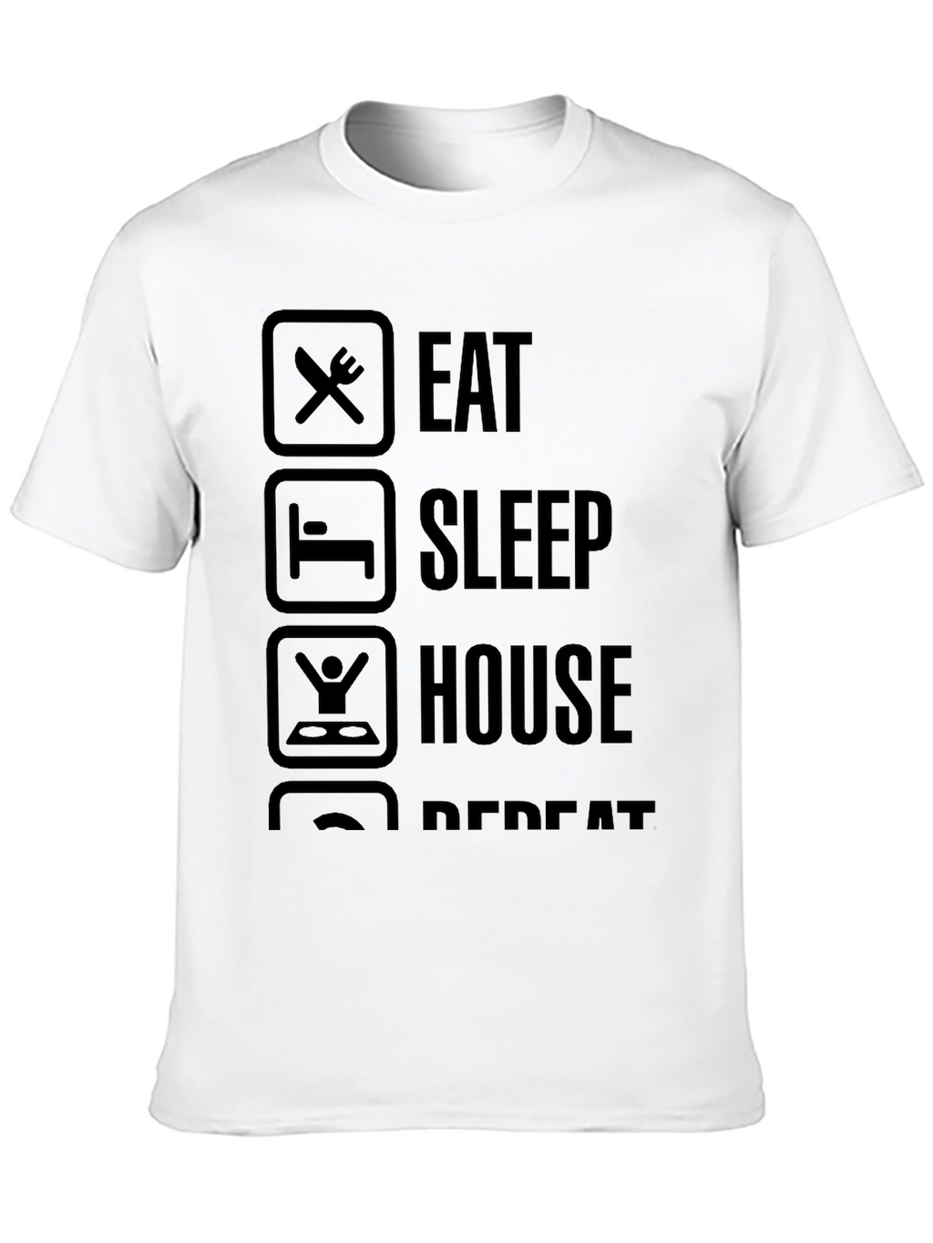 Eat Sleep House Repeat Graphic Tee - Black