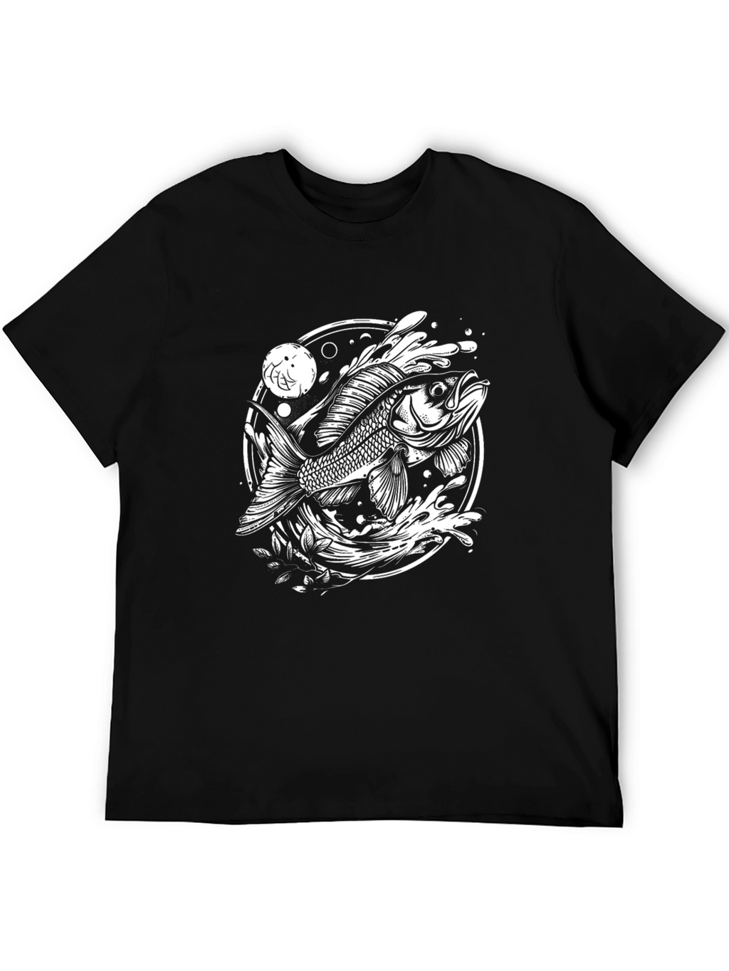 Black T-Shirt with Fish Graphic