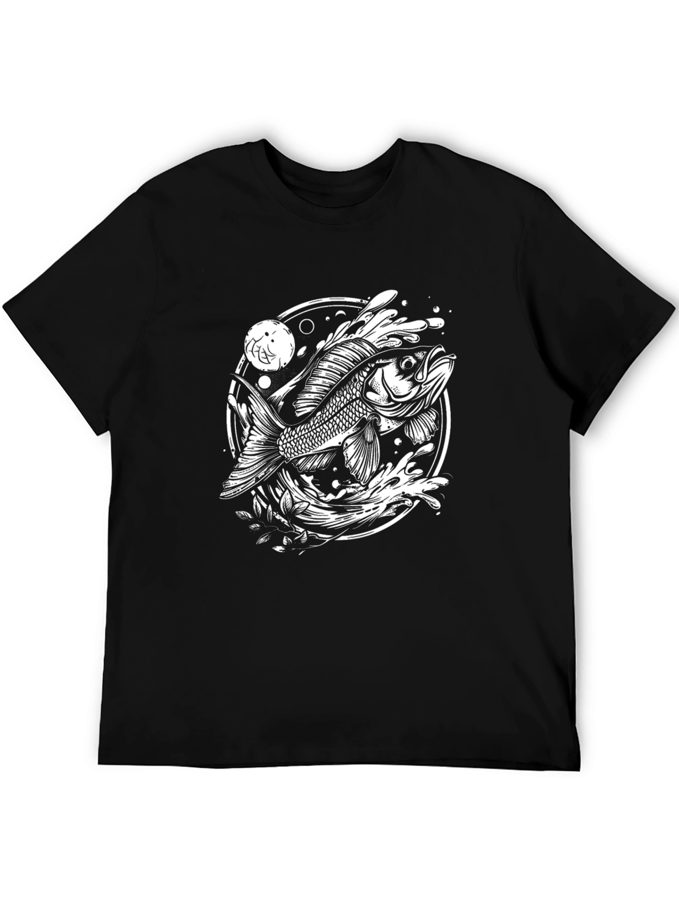 Black T-Shirt with Fish Graphic